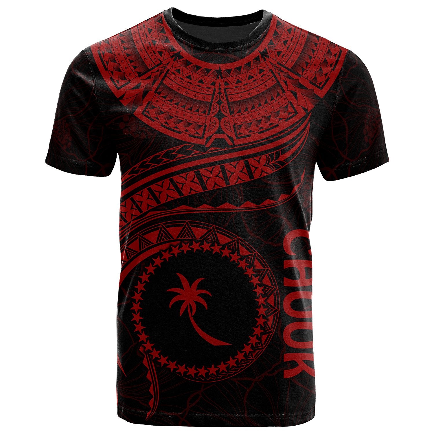 Chuuk Polynesian T Shirt Chuuk Waves (Red) Unisex Red - Polynesian Pride