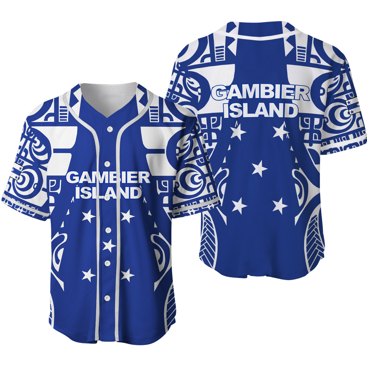 Gambier Islands Tribal Baseball Jersey - LT12 Blue - Polynesian Pride