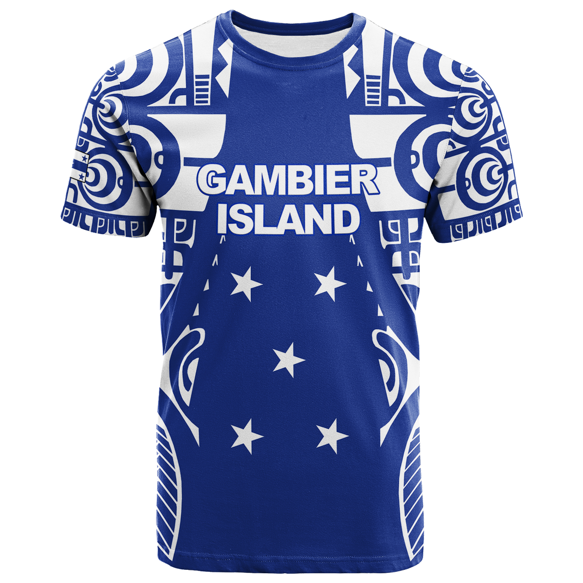 Gambier Islands Tribal Tattoo T Shirt LT12 Unisex Blue - Polynesian Pride