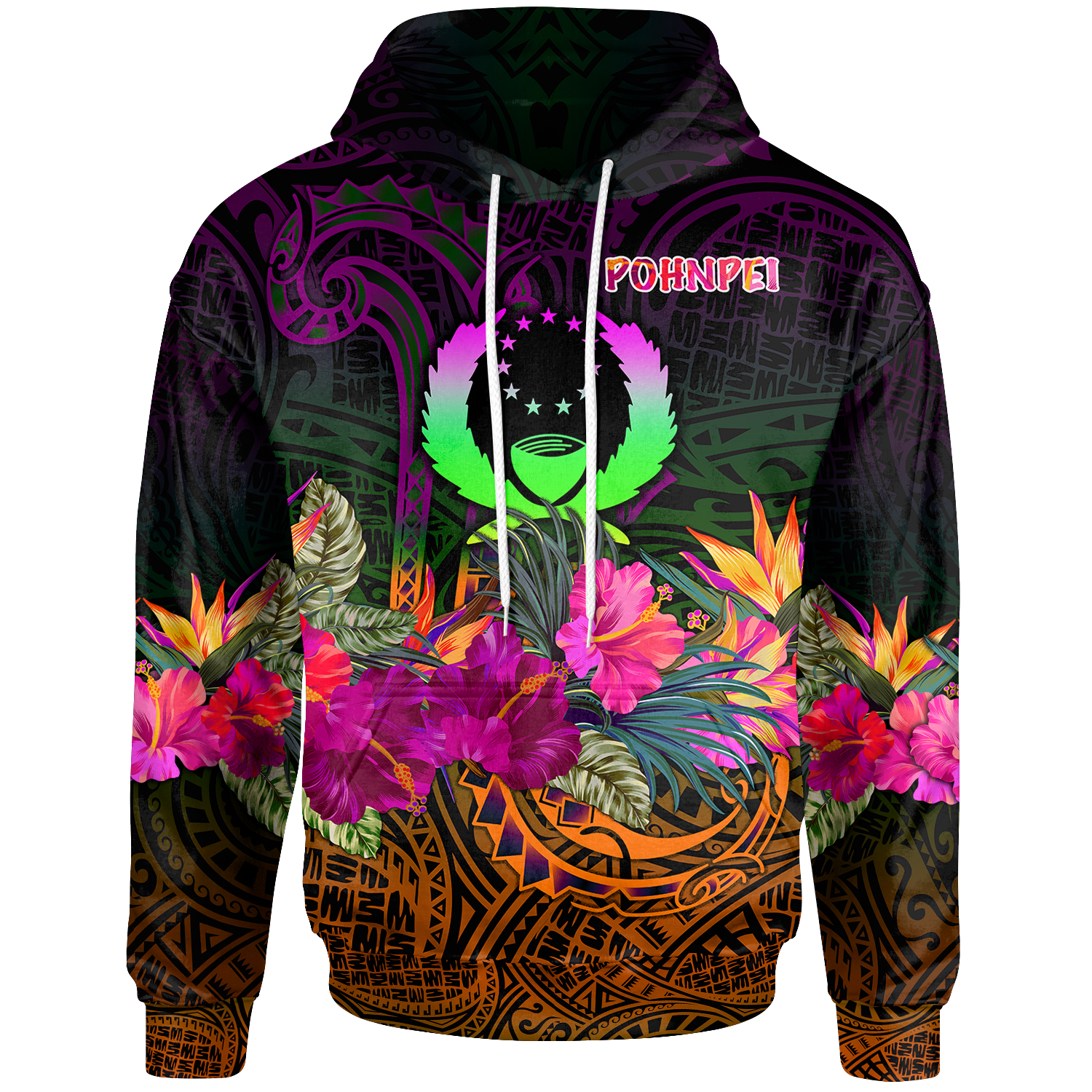 Pohnpei Hoodie Summer Hibiscus Unisex Reggae - Polynesian Pride