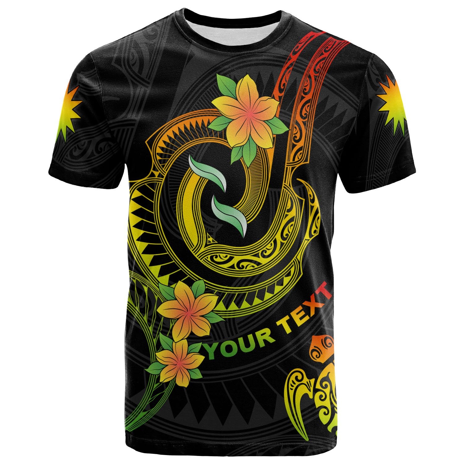 Nauru Custom T Shirt Reggae Plumeria Flowers with Spiral Patterns Unisex Art - Polynesian Pride