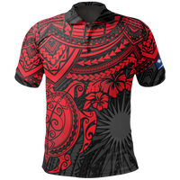 Marshall Islands Polo Shirt Marshall Islands FLag Red Turtle Hibiscus Unisex Red - Polynesian Pride