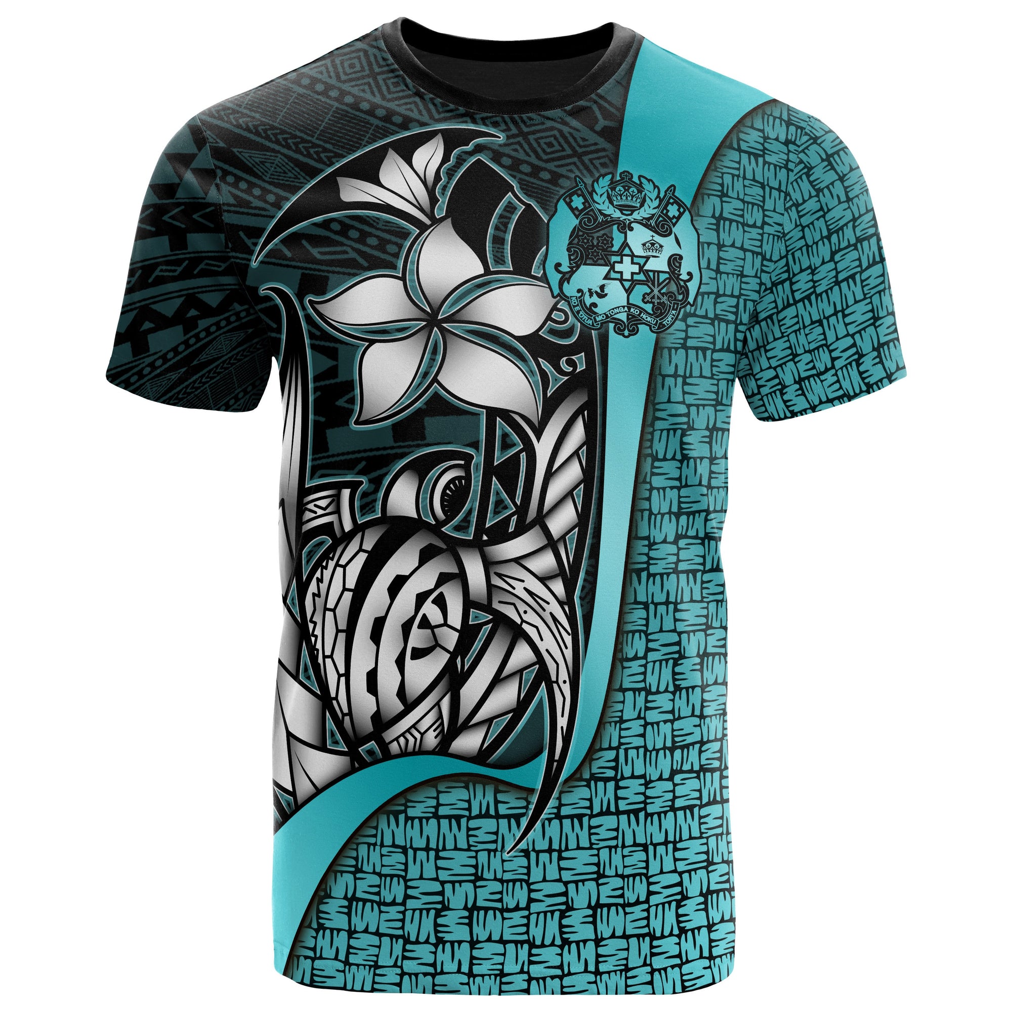 Tonga Polynesian T Shirt Turquoise Turtle with Hook Unisex TURQUOISE - Polynesian Pride