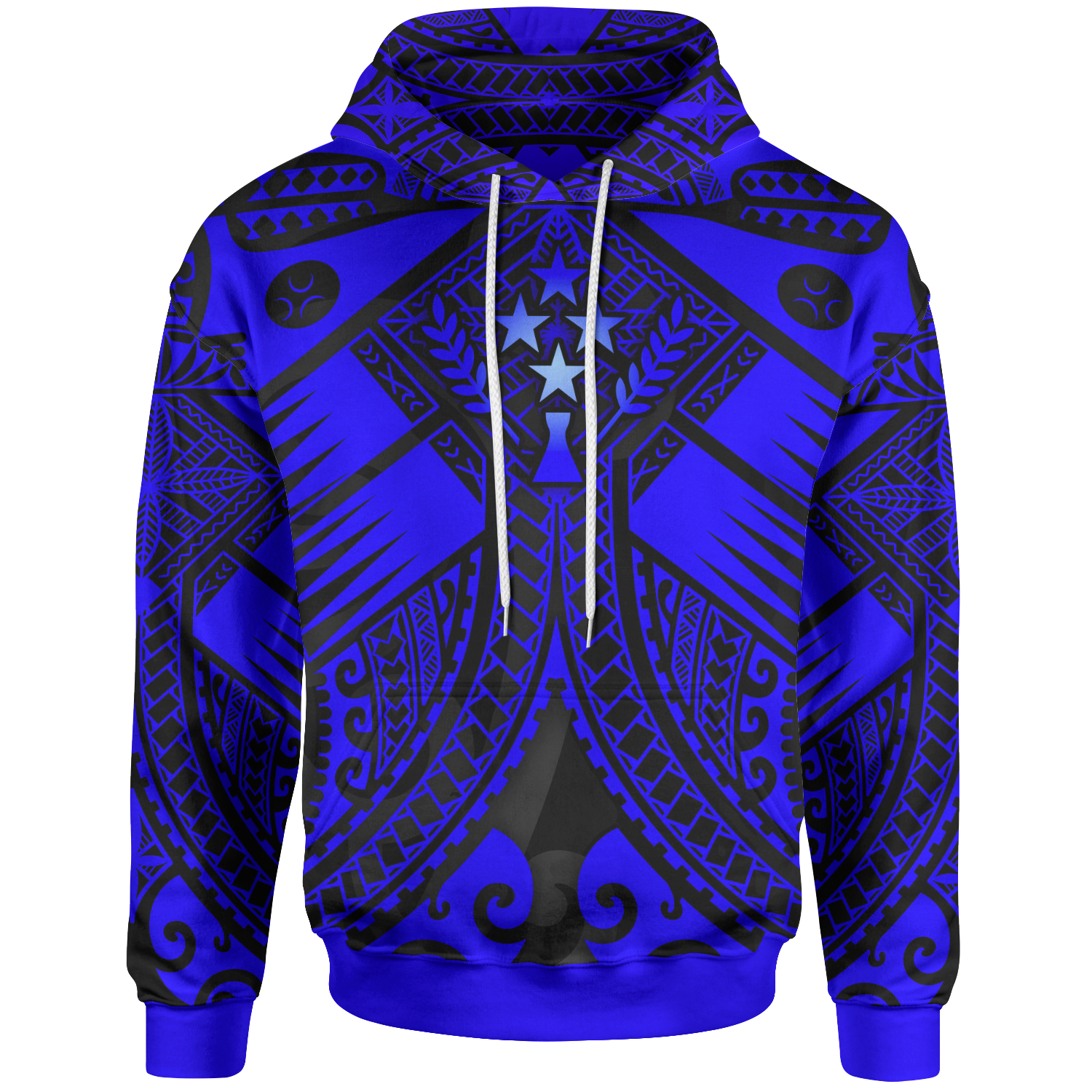 Kosrae Hoodie Blue Seal with Polynesian Tattoo Unisex Blue - Polynesian Pride