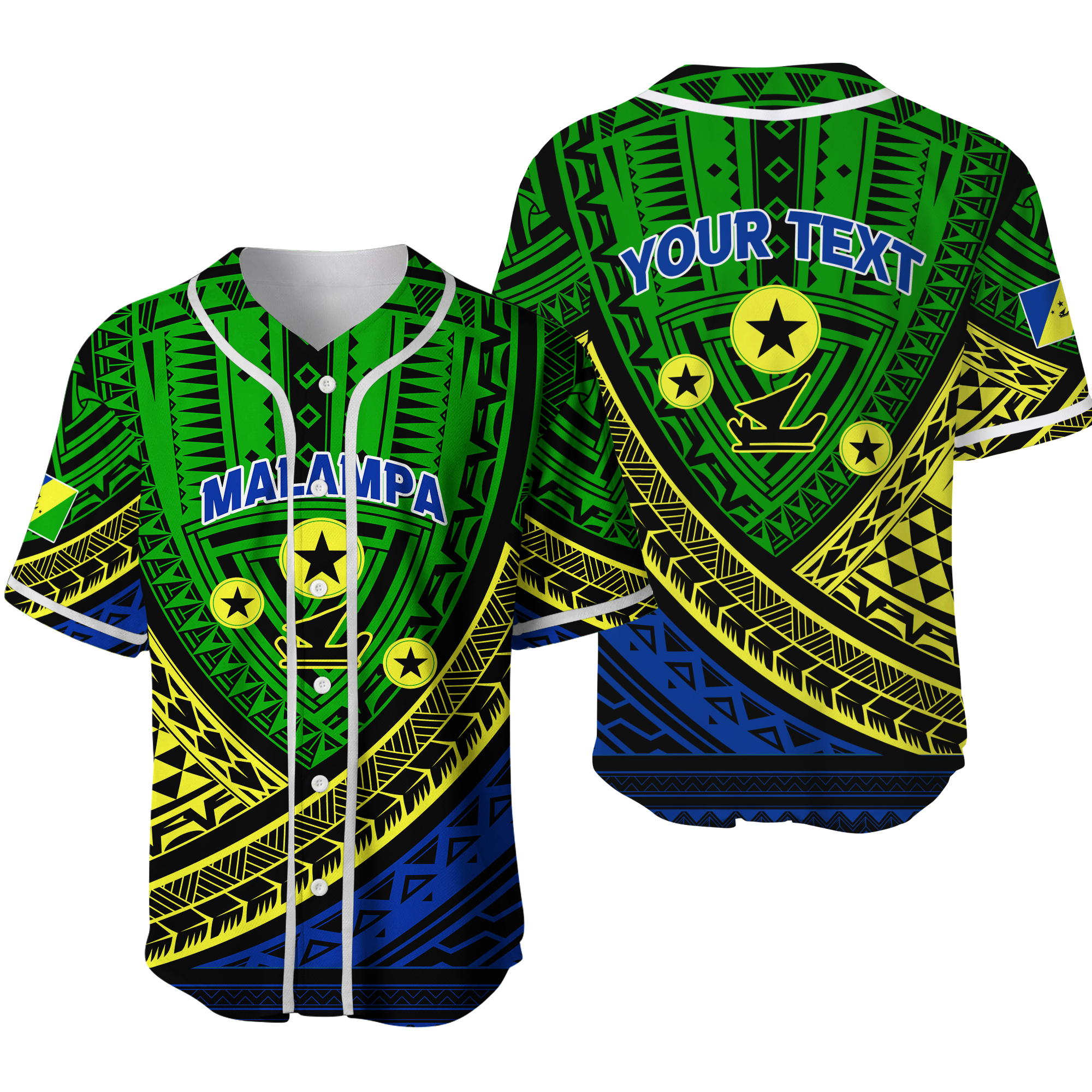 (Custom Personalised) Vanuatu Malampa Province Tribal Pattern Baseball Jersey - LT12 Unisex Green - Polynesian Pride