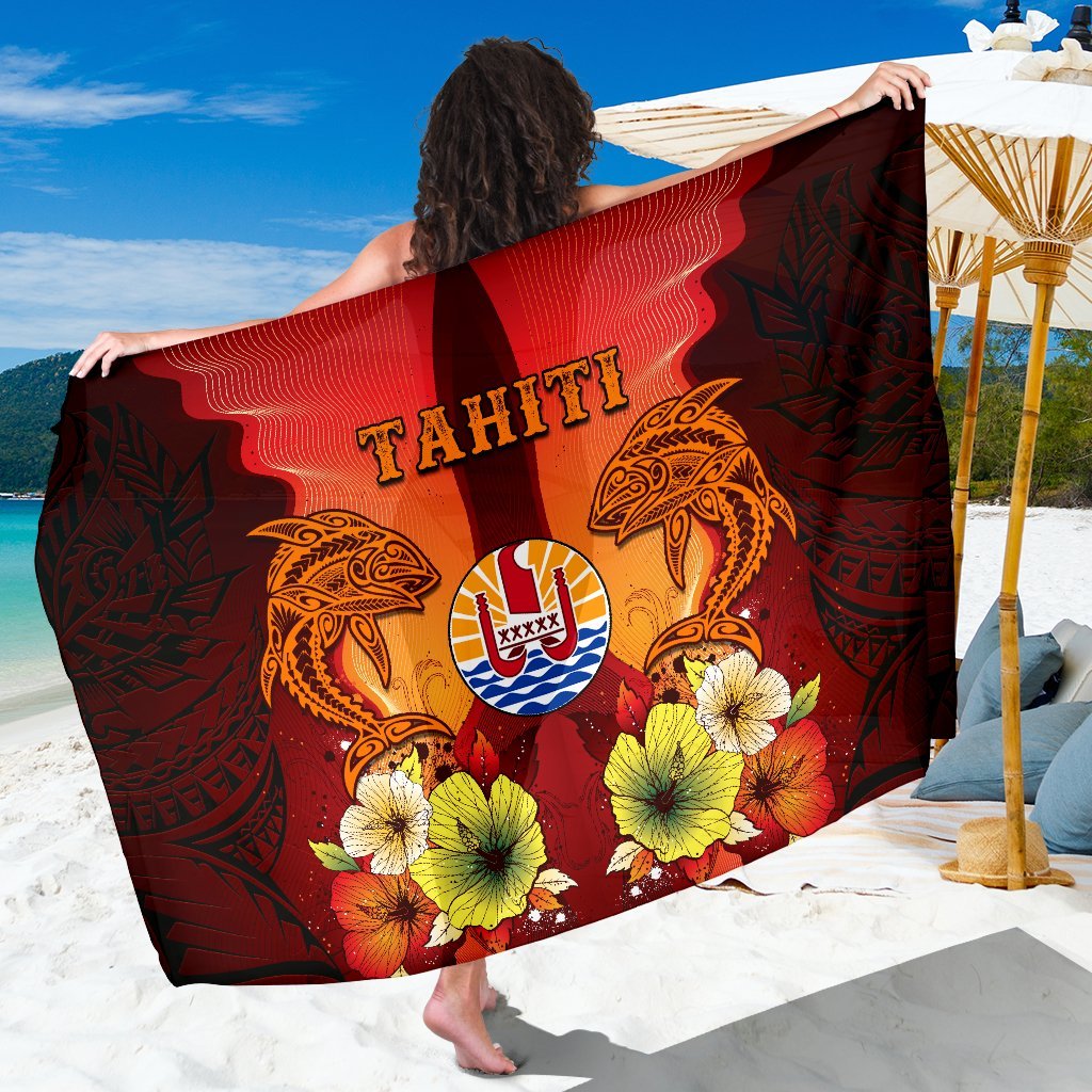 Tahiti Sarongs - Tribal Tuna Fish One Style One Size Orange - Polynesian Pride