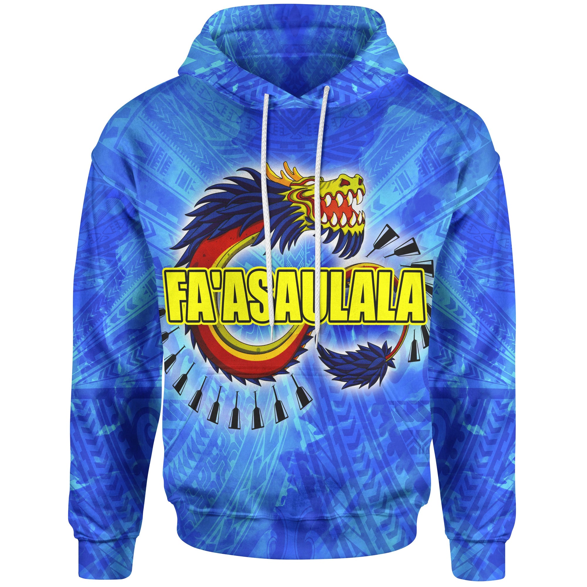 American Samoa Polynesian Hoodie Faasaulala Dragon Boat Unisex BLUE - Polynesian Pride