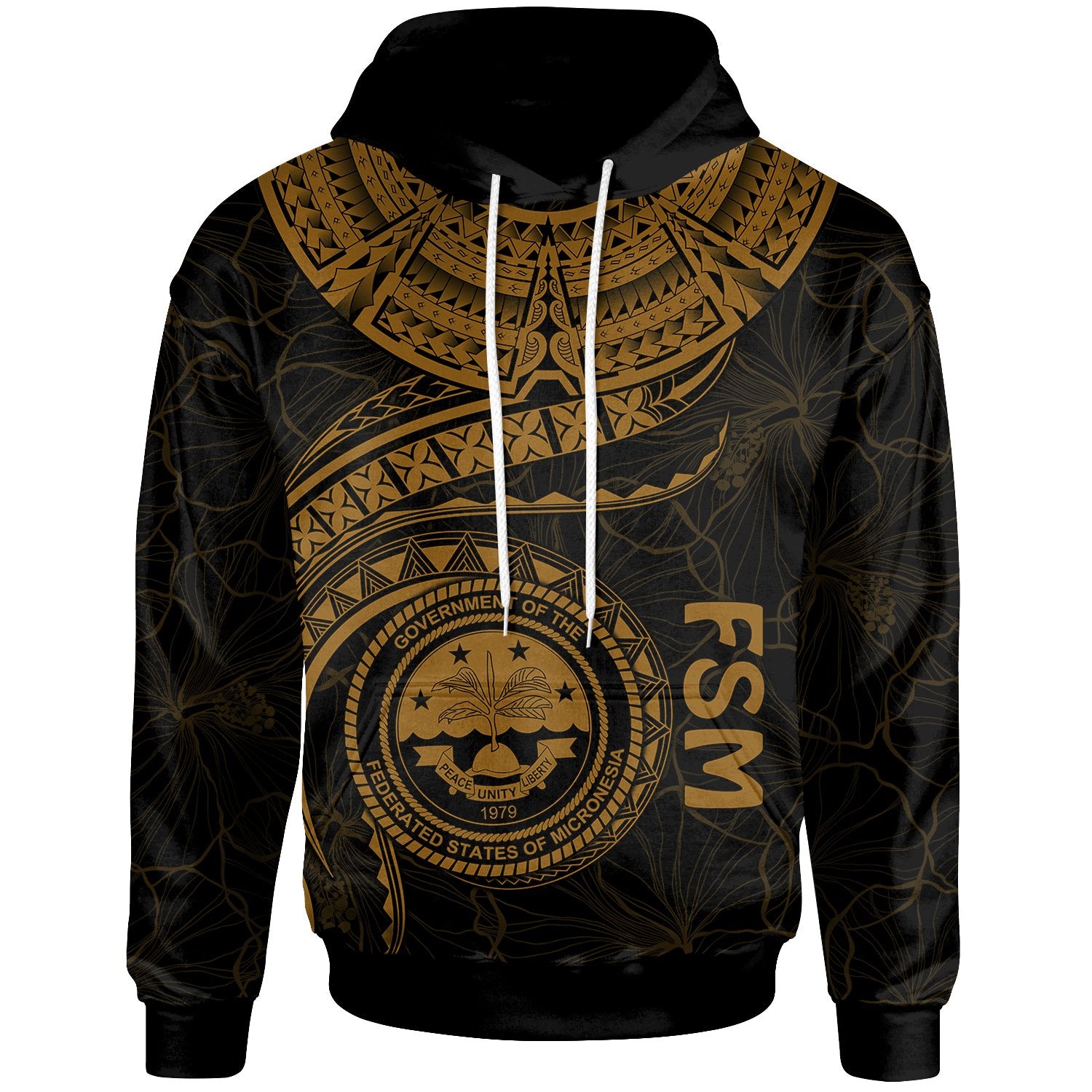 Federated States of Micronesia Polynesian Hoodie FSM Waves (Golden) Unisex Golden - Polynesian Pride