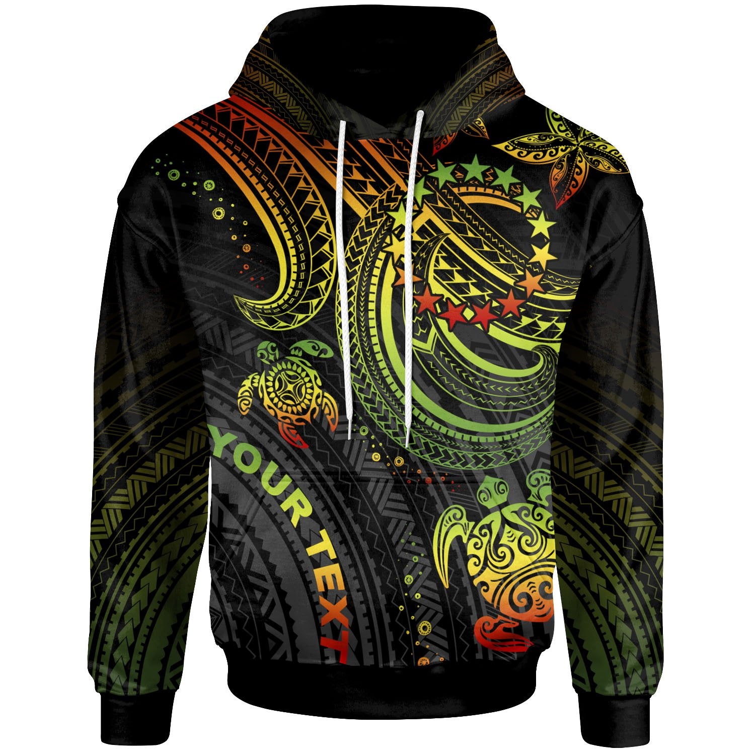 Cook Islands Custom Hoodie Reggae Turtle Unisex Reggae - Polynesian Pride