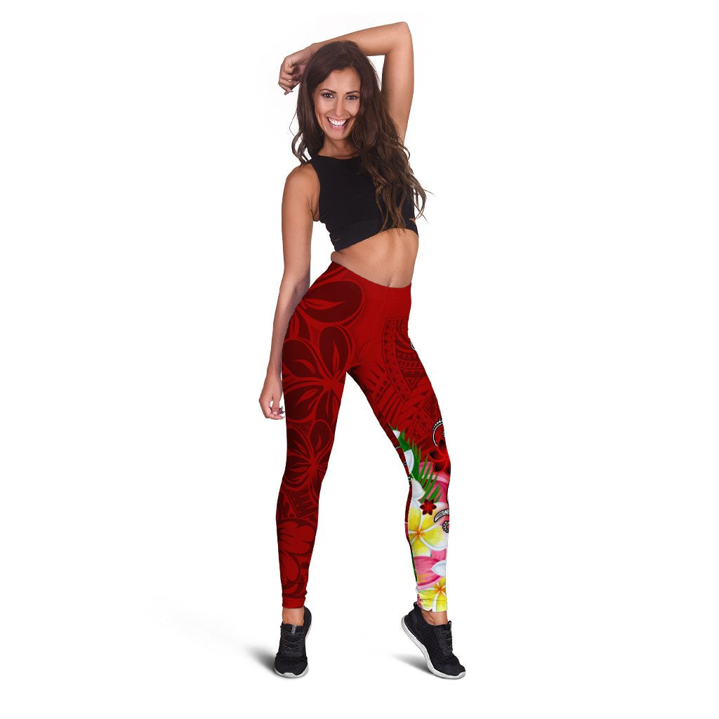 FSM Legging - Turtle Plumeria (RED) - Polynesian Pride