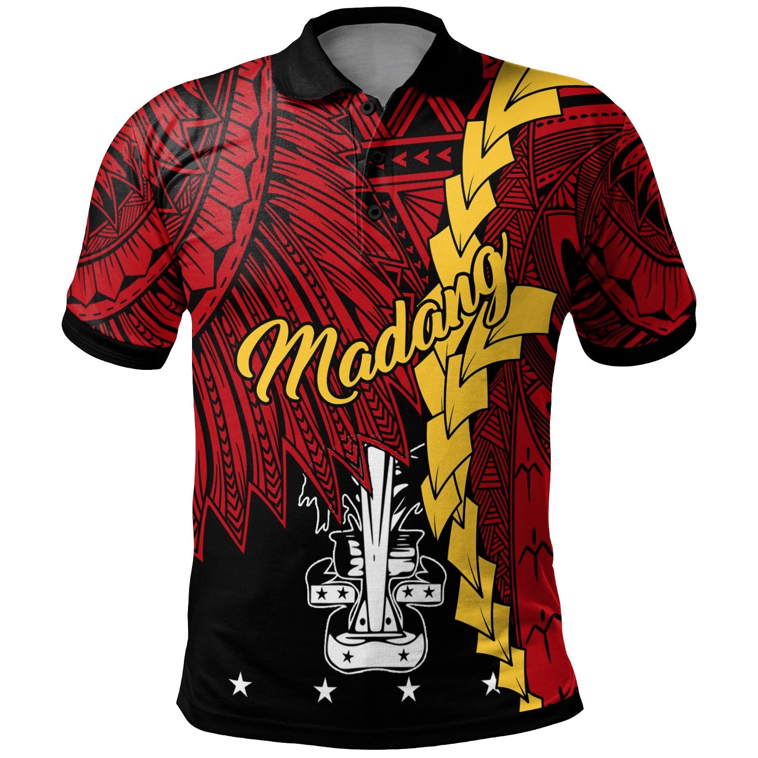 Papua New Guinea Madang Province Polynesian Polo Shirt Tribal Wave Tattoo Unisex Red - Polynesian Pride