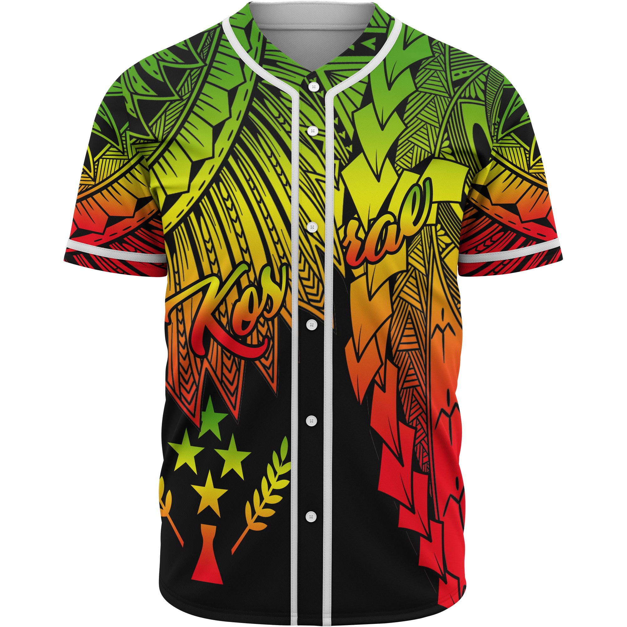 Kosrae Polynesian Baseball Shirt - Tribal Wave Tattoo Reggae Unisex Reggae - Polynesian Pride