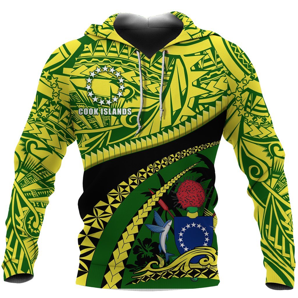 Cook Islands Hoodie Polynesian Tattoo Unisex Black - Polynesian Pride