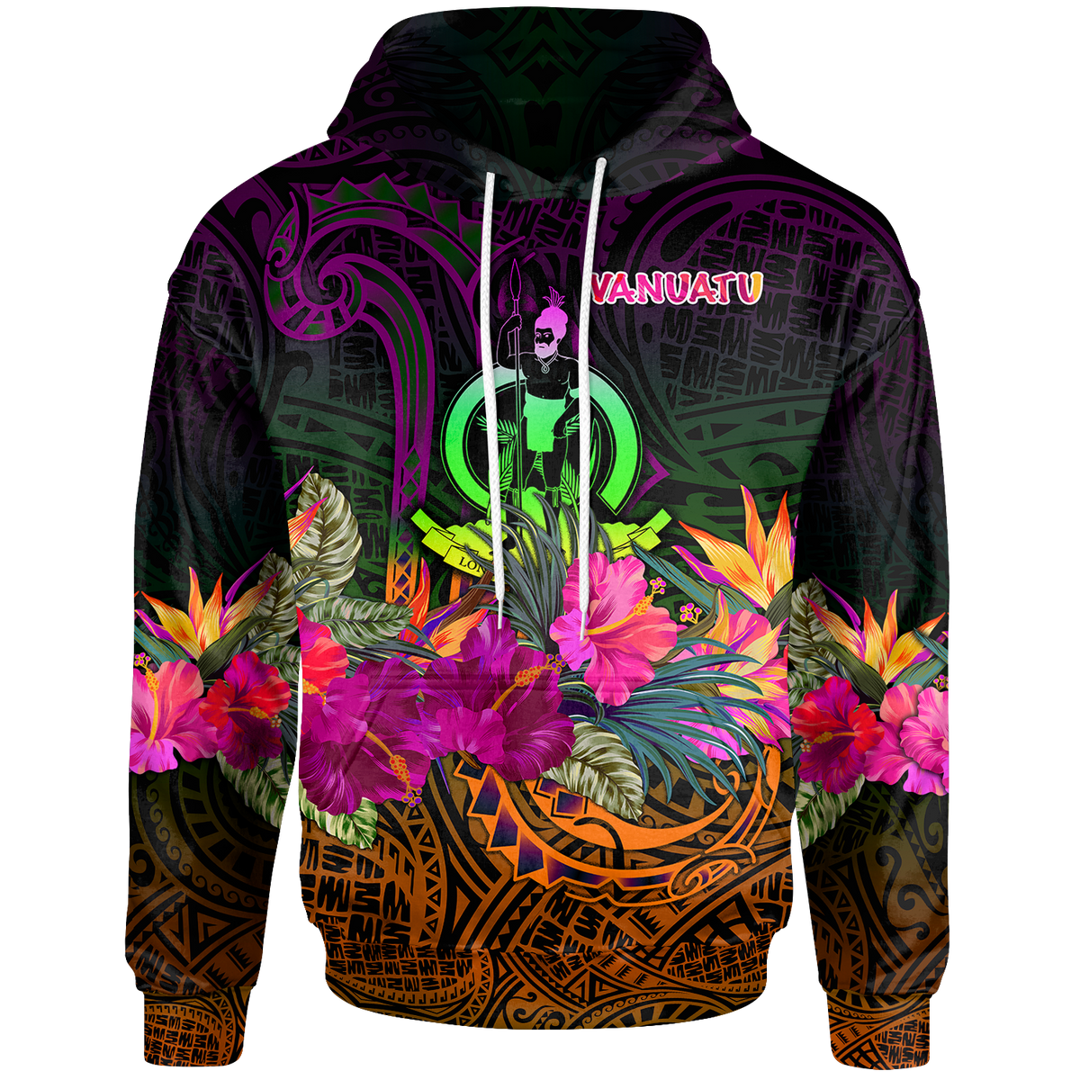 Vanuatu Hoodie Summer Hibiscus Unisex Reggae - Polynesian Pride