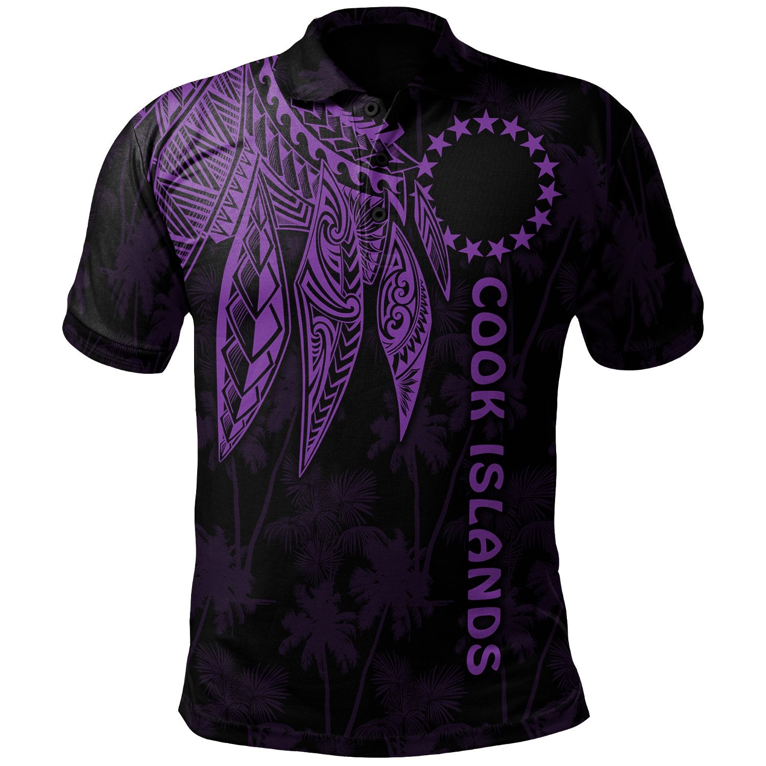 Cook Islands Polo Polynesian Wings (Purple) Unisex Purple - Polynesian Pride