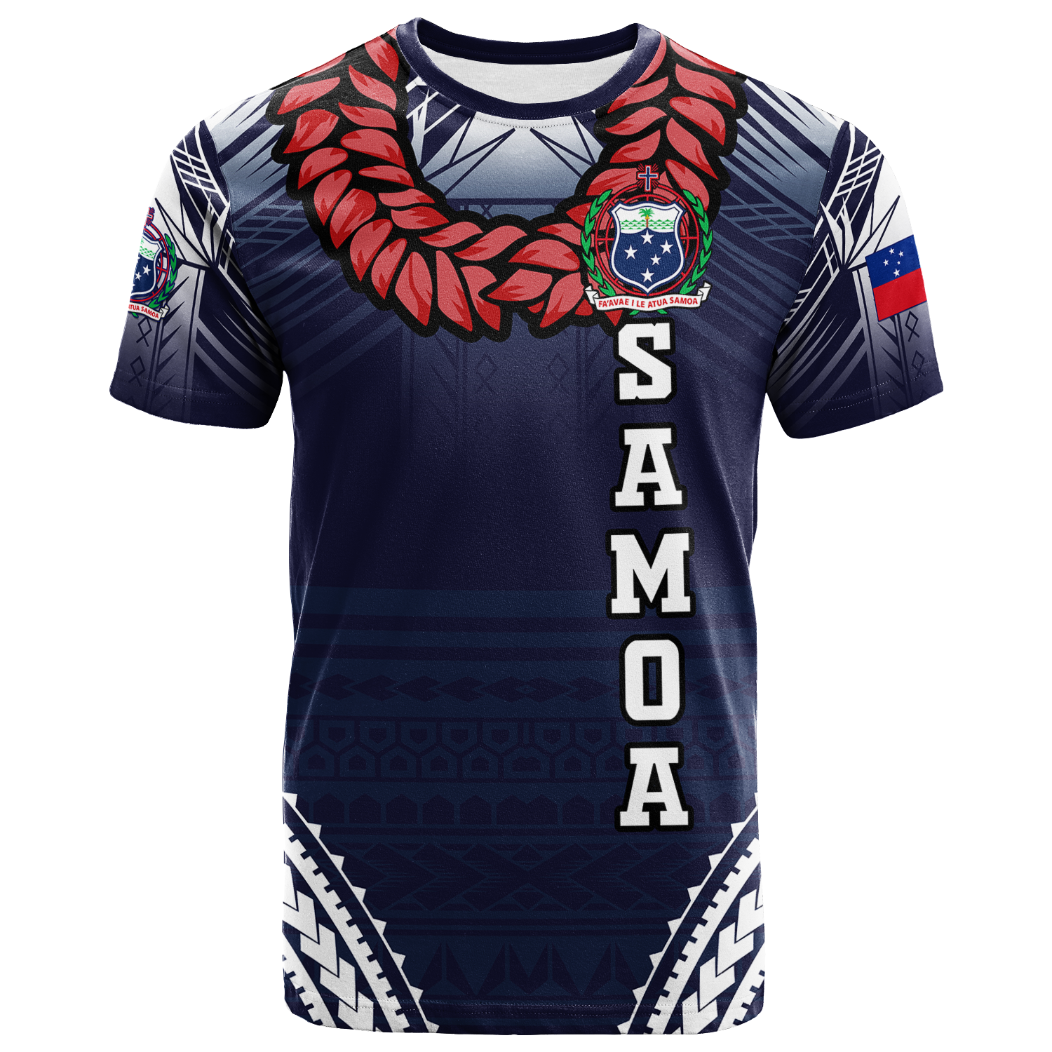 Samoan Ula Fala Art T Shirt LT12 Unisex Blue - Polynesian Pride