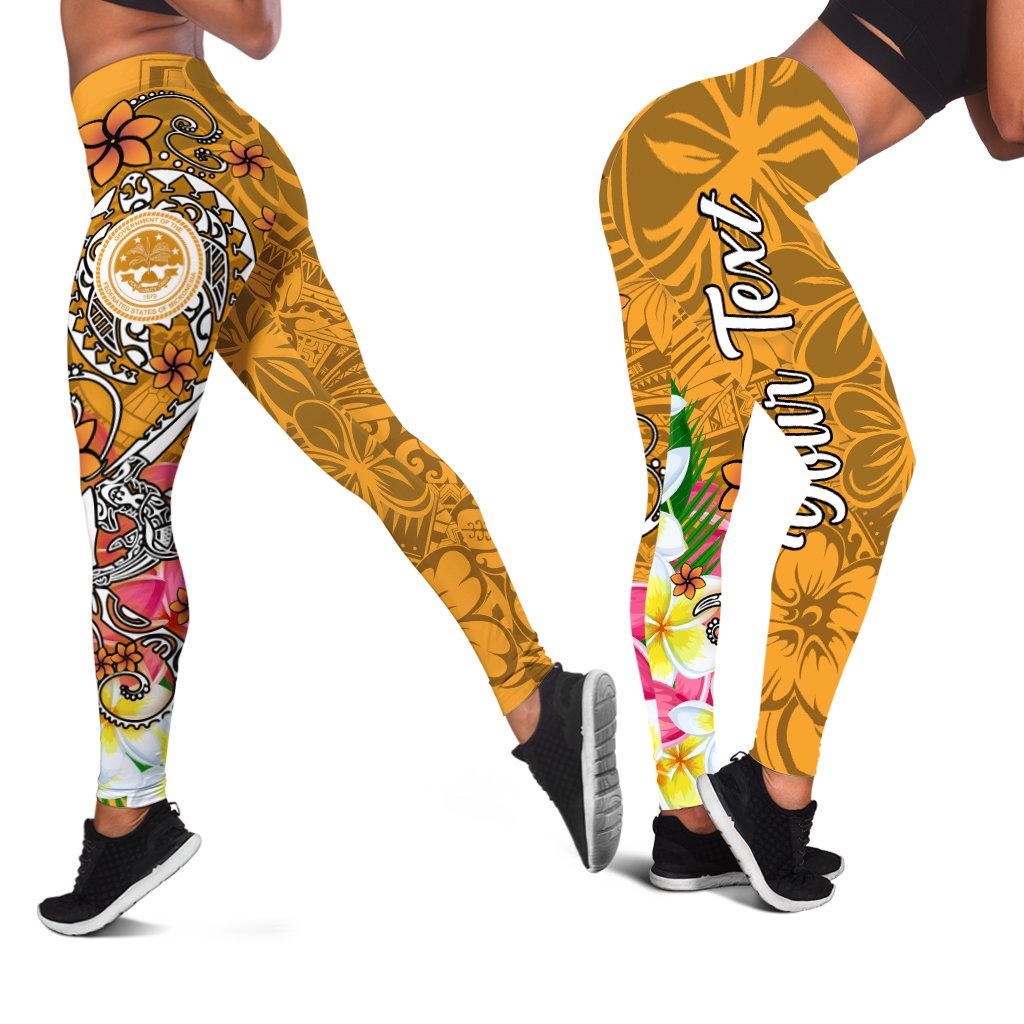 FSM Custom Personalised Legging - Turtle Plumeria (Gold) Gold - Polynesian Pride