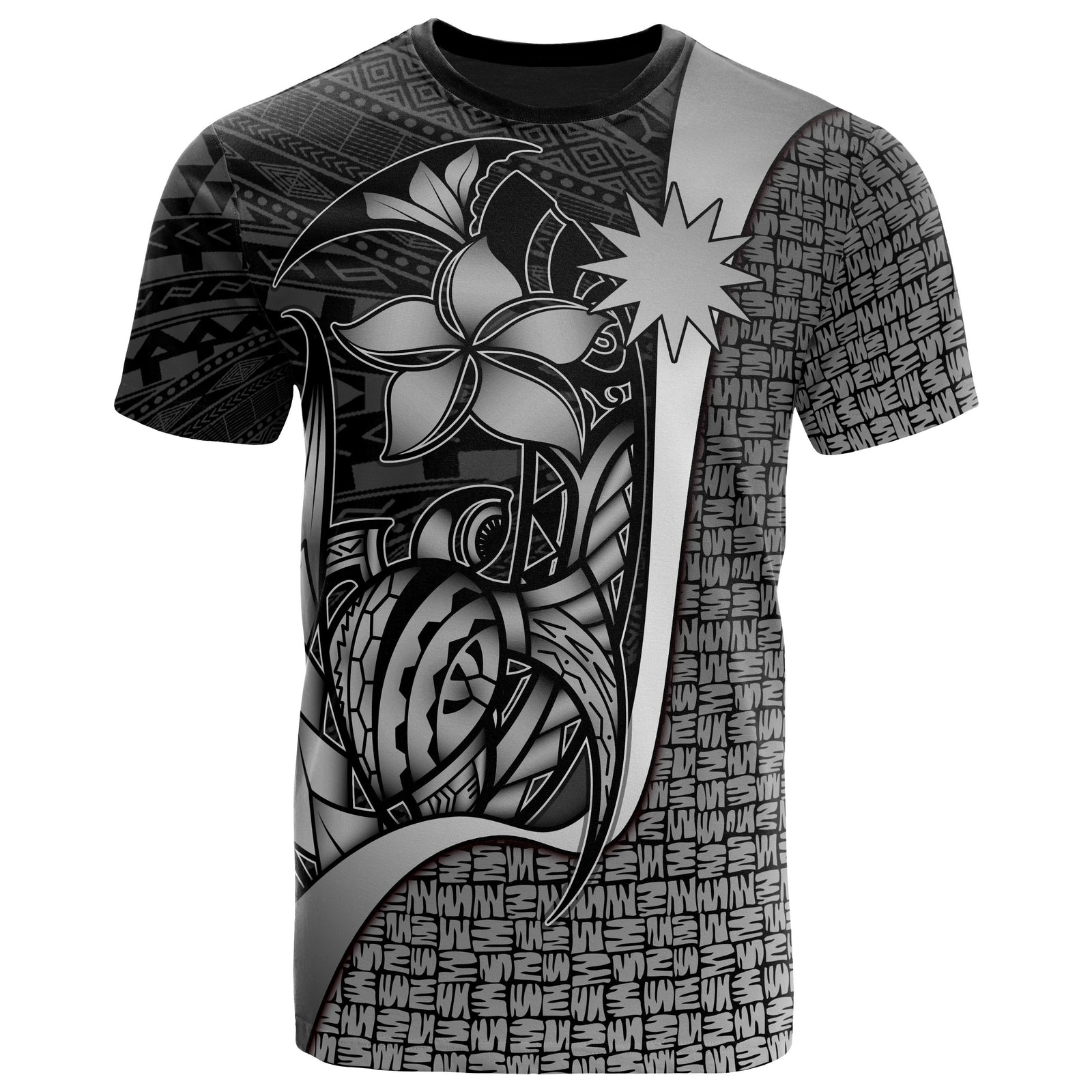 Nauru Polynesian T Shirt White Turtle with Hook Unisex WHITE - Polynesian Pride