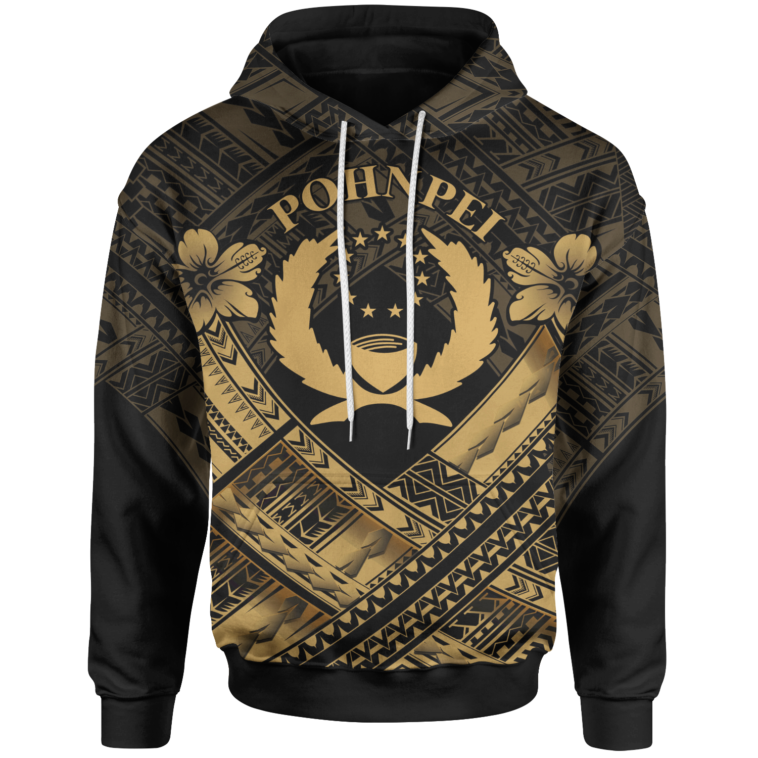 Pohnpei Polynesian Hoodie Pohnpei Gold Seal Camisole Hibiscus Style Unisex Gold - Polynesian Pride