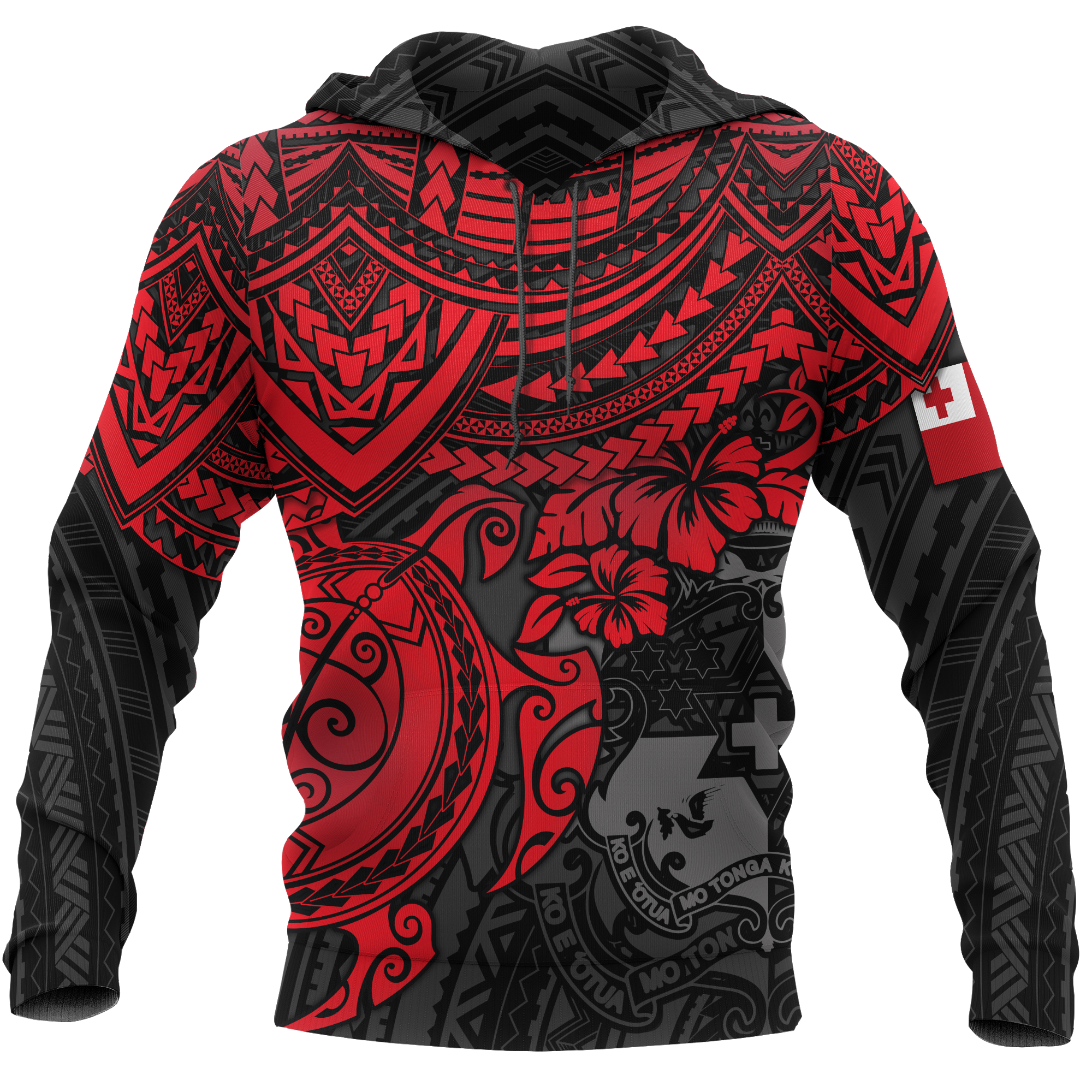 Tonga Polynesian Hoodie Red Turtle Unisex RED - Polynesian Pride