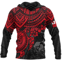 Tonga Polynesian Hoodie Red Turtle Unisex RED - Polynesian Pride