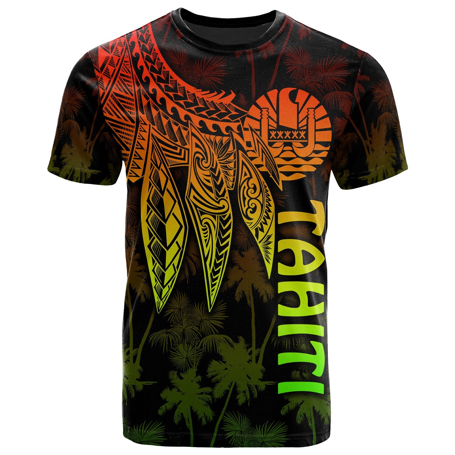 Tahiti T Shirt Polynesian Wings (Reggae) Unisex Blue - Polynesian Pride