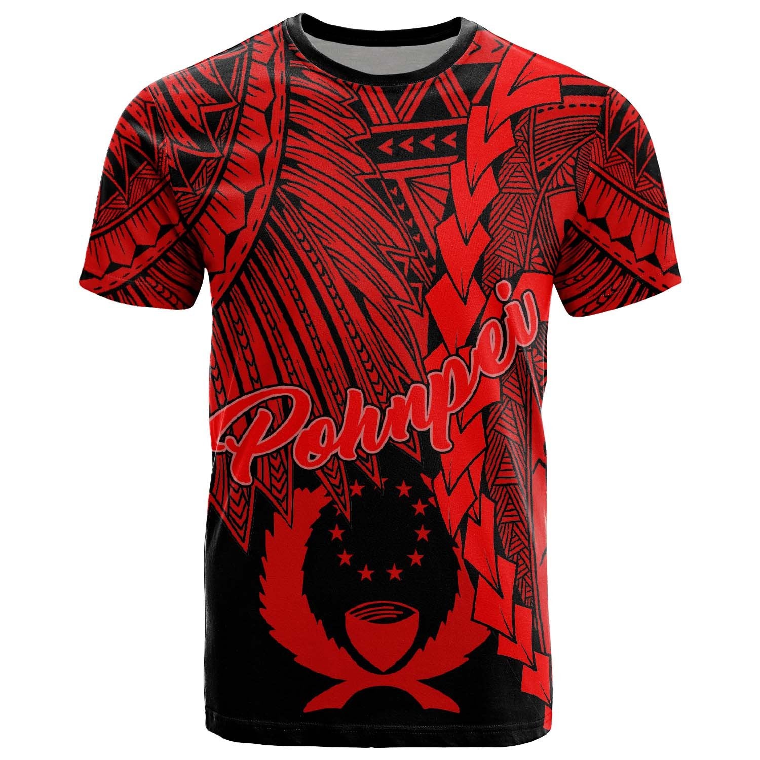 Pohnpei Micronesia T Shirt Tribal Wave Tattoo Red Unisex Red - Polynesian Pride