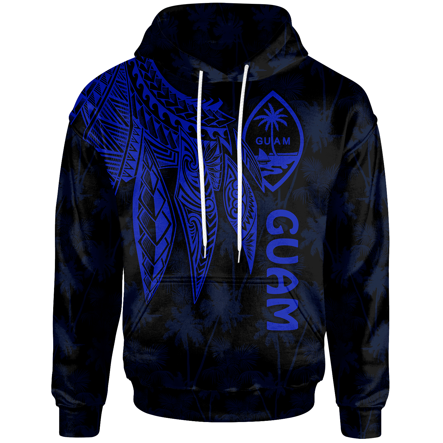 Guam Hoodie Polynesian Wings (Blue) Unisex Blue - Polynesian Pride