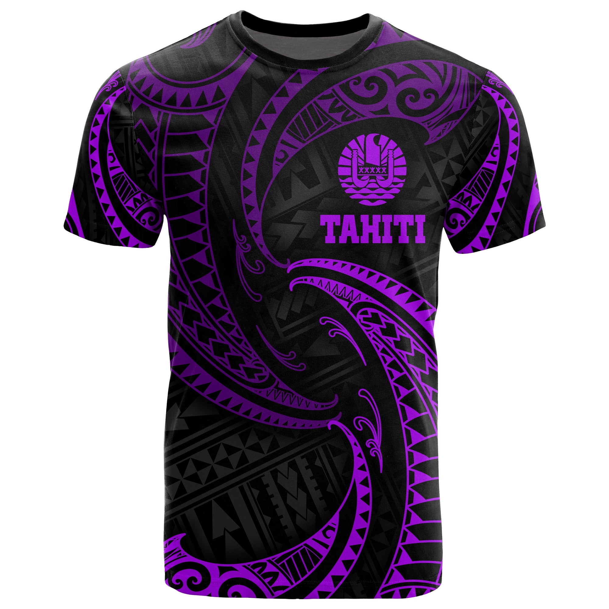 Tahiti Polynesian All Over T Shirt Purple Tribal Wave Unisex Purple - Polynesian Pride