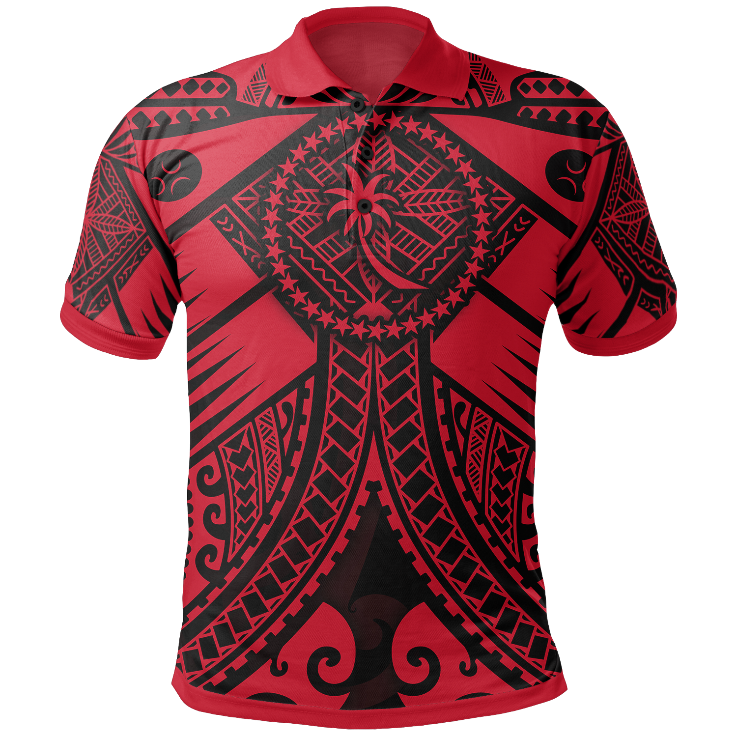 Chuuk Polo Shirt Red Seal with Polynesian Tattoo Unisex Red - Polynesian Pride