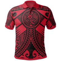 Chuuk Polo Shirt Red Seal with Polynesian Tattoo Unisex Red - Polynesian Pride
