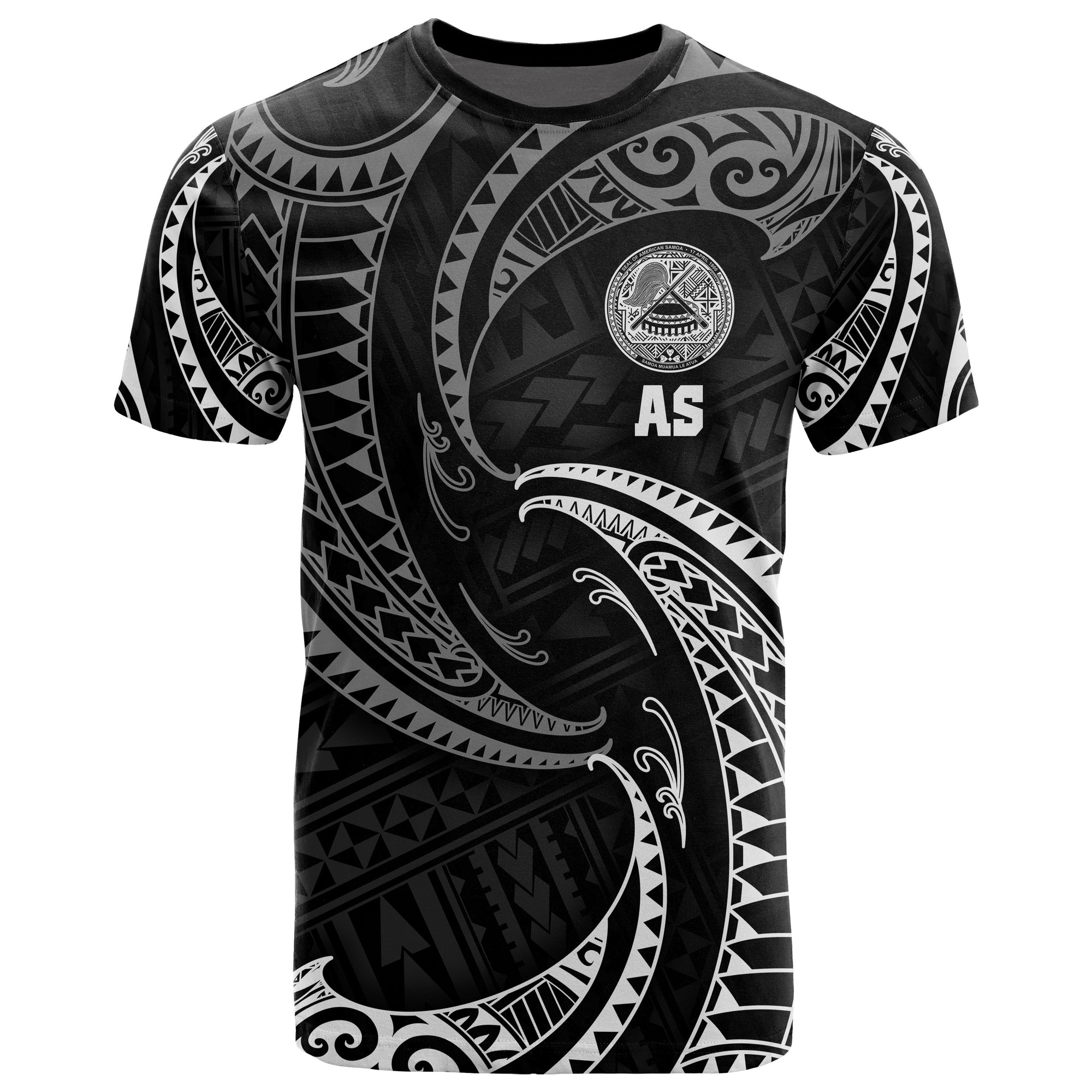 American Samoa Polynesian All Over T Shirt White Tribal Wave Unisex White - Polynesian Pride