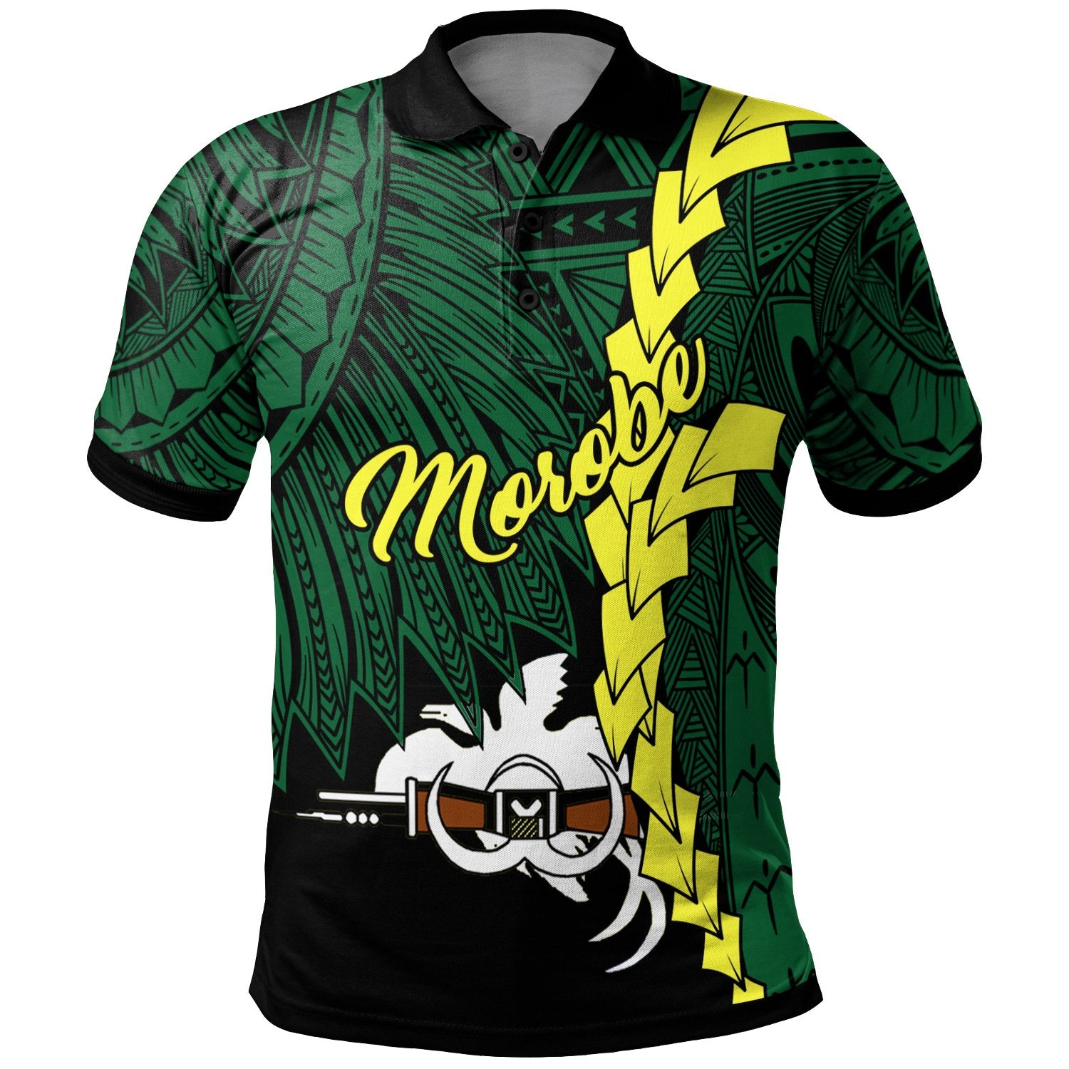 Papua New Guinea Morobe Province Polynesian Polo Shirt Tribal Wave Tattoo Unisex Green - Polynesian Pride