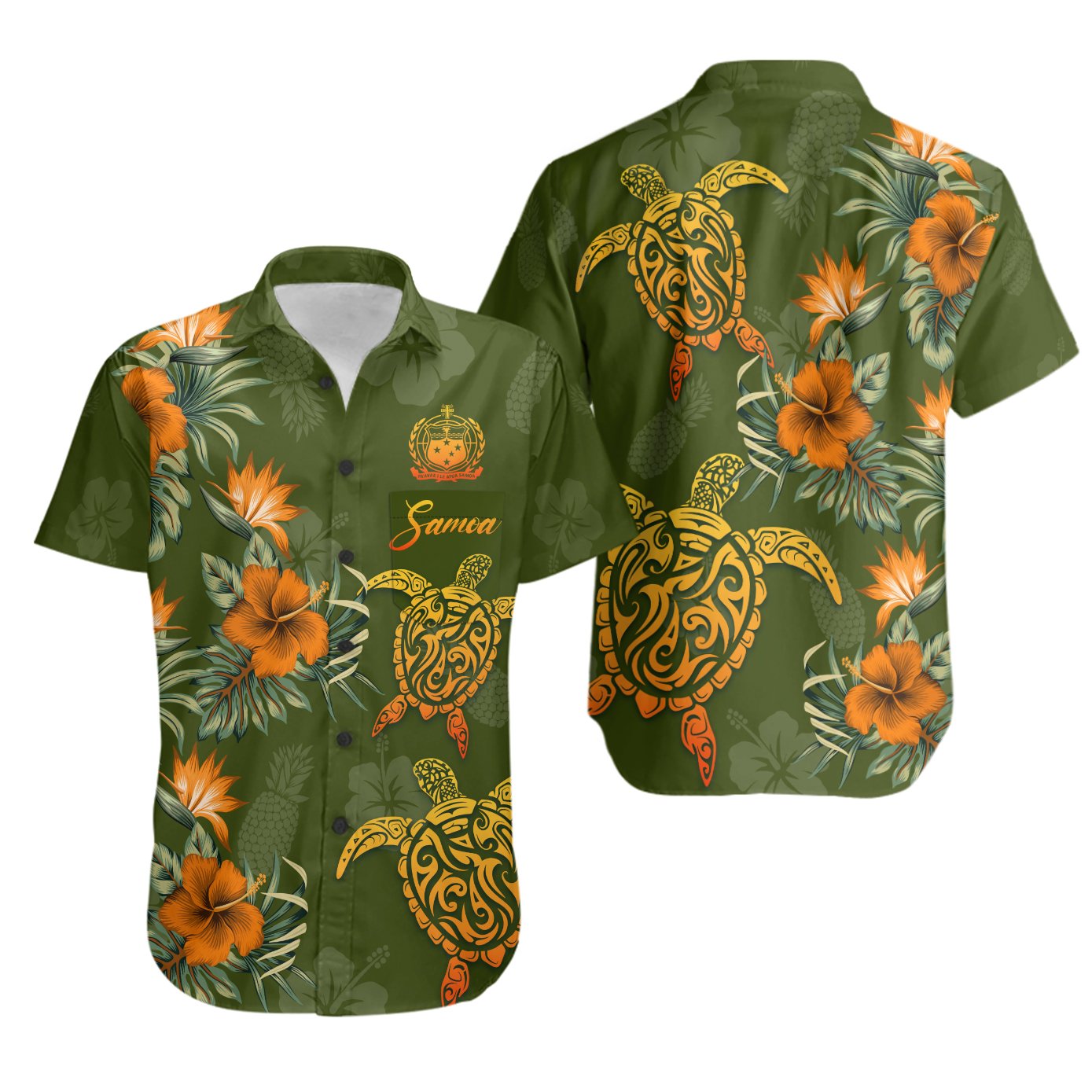 Samoa Polynesian Shirt - Tropical Summer Unisex Green - Polynesian Pride