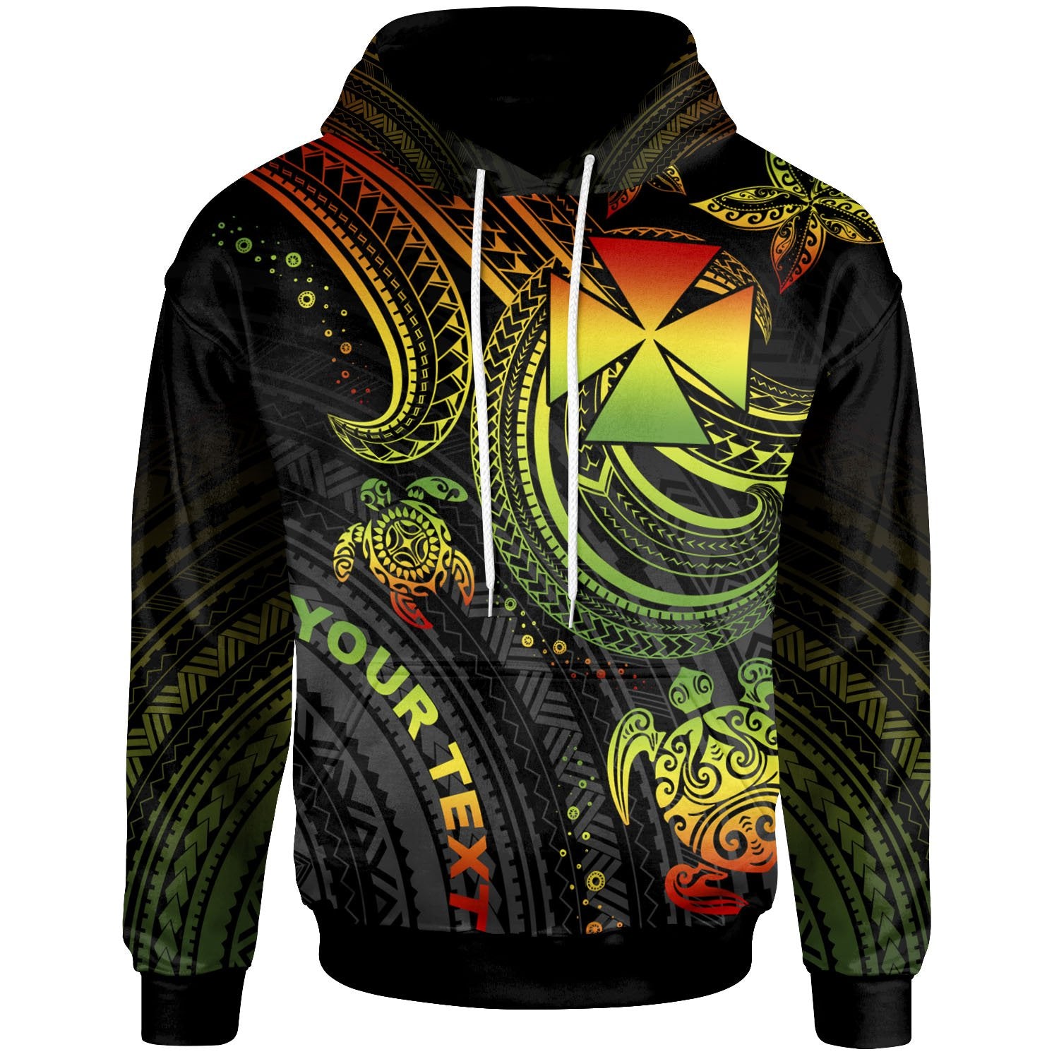 Wallis and Futuna Custom Hoodie Reggae Turtle Unisex Reggae - Polynesian Pride