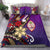 Guam Bedding Set - Tribal Flower With Special Turtles Purple Color Purple - Polynesian Pride