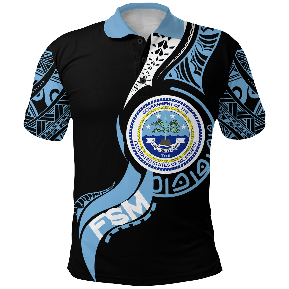 Federated States of Micronesia Polo Shirt Micronesia Pride LT12 Unisex Black - Polynesian Pride