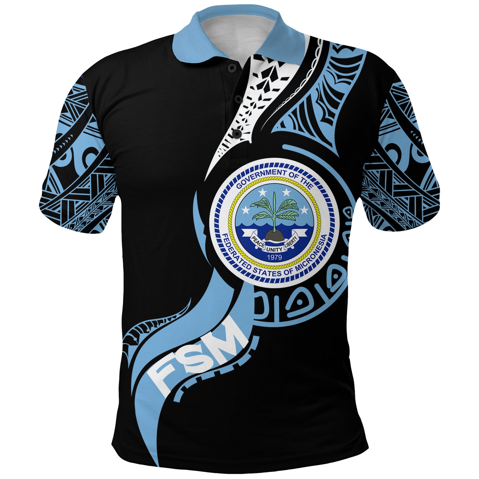 Federated States of Micronesia Polo Shirt Micronesia Pride LT12 Unisex Black - Polynesian Pride