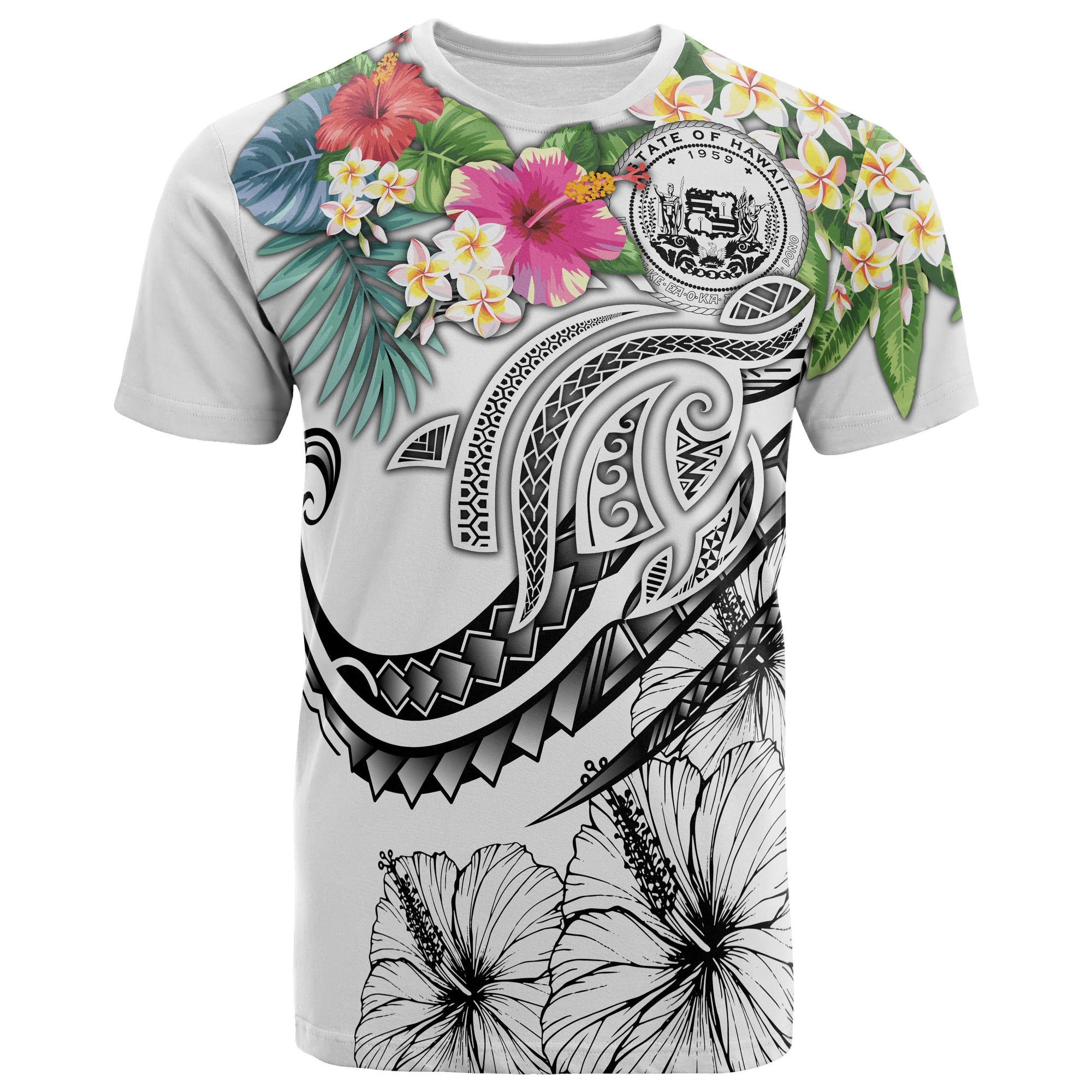 Polynesian Hawaii T Shirt Summer Plumeria (White) Unisex White - Polynesian Pride