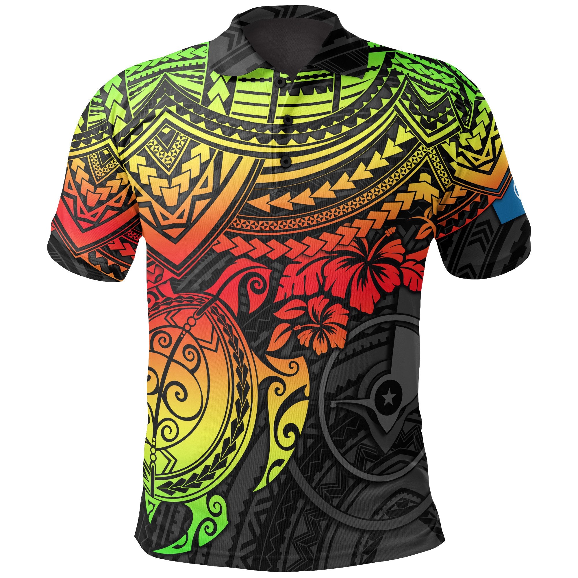 Yap Polo Shirt Yap Flag Reggae Turtle Hibiscus Unisex Reggae - Polynesian Pride