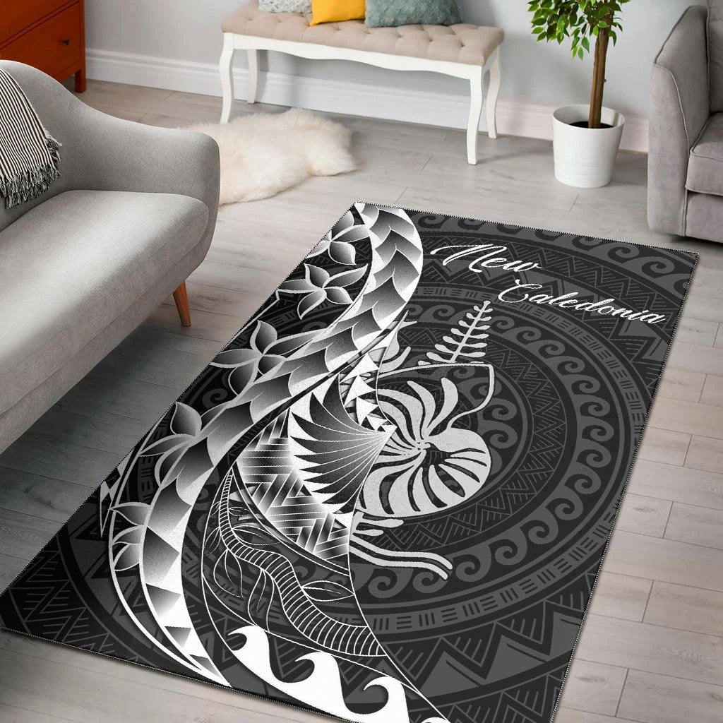 New Caledonia Area Rug - Polynesian Pattern Style Black - Polynesian Pride