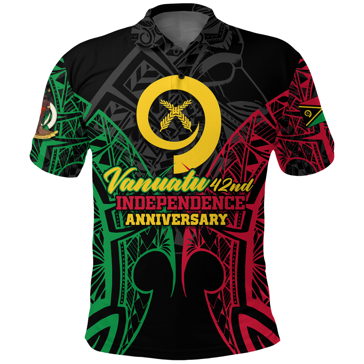 Vanuatu 42nd Independence Anniversary Pride Polo Shirt LT12 Black - Polynesian Pride