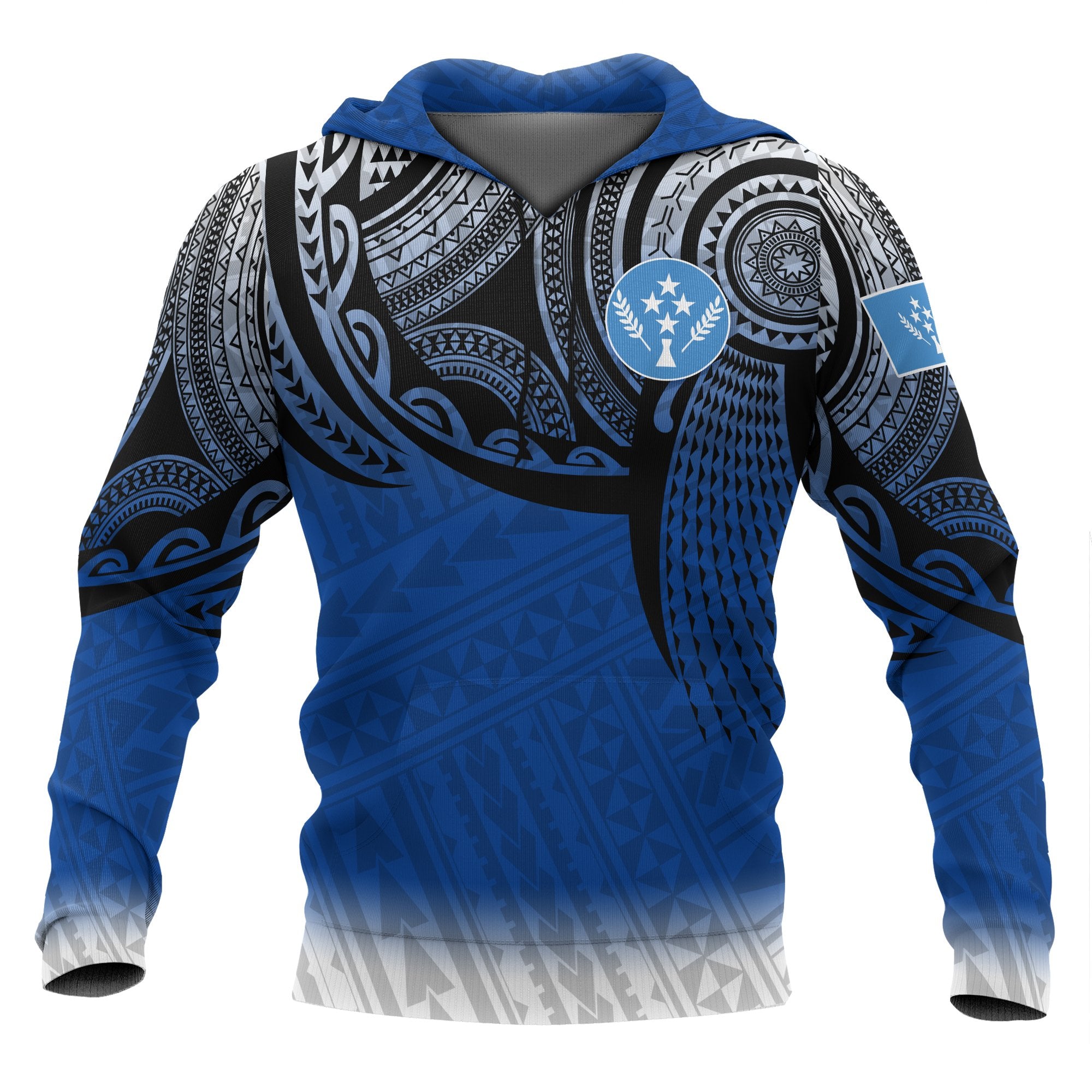 Kosrae Micronesia Hoodie Tattoo Pattern Unisex Blue - Polynesian Pride