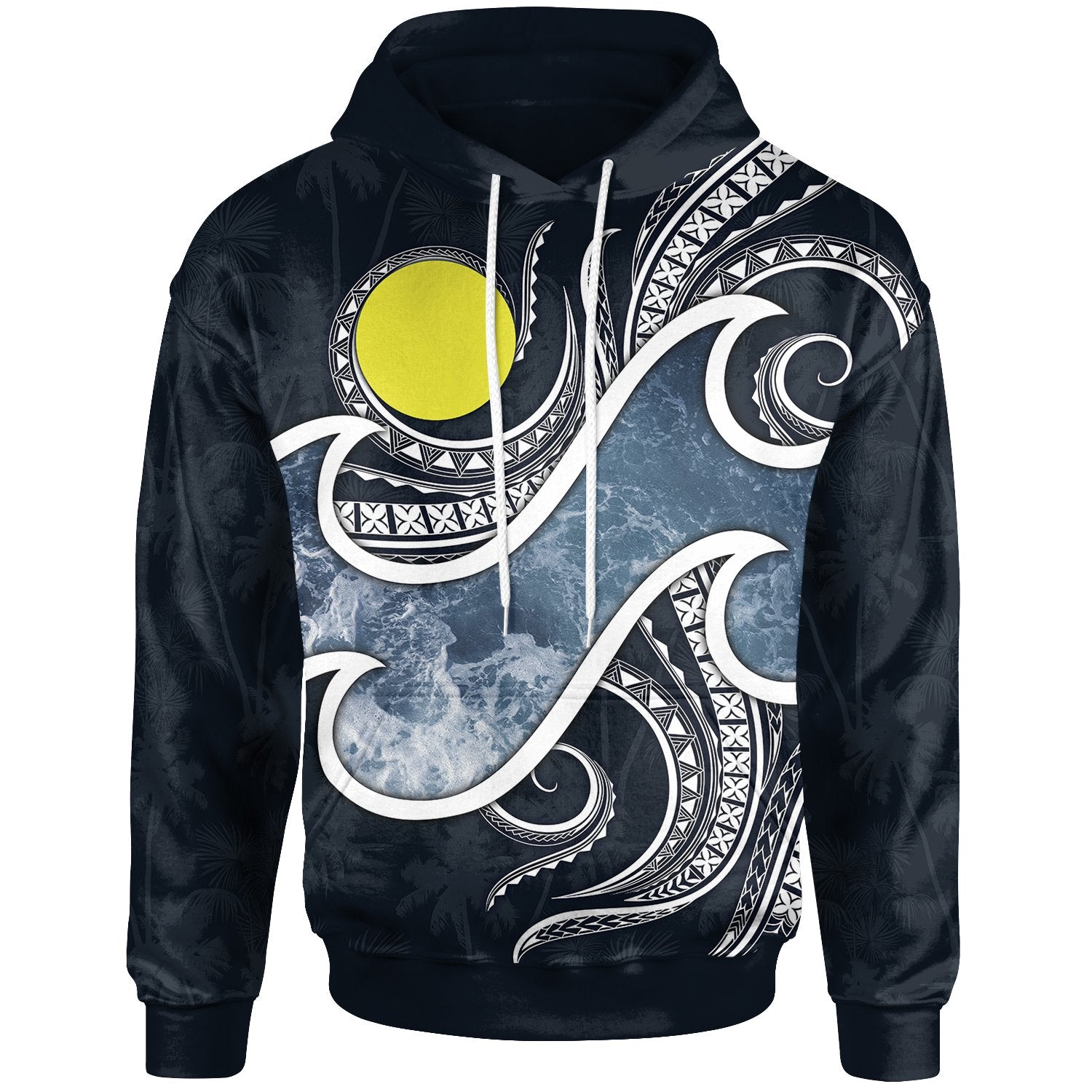 Palau Polynesian Hoodie Ocean Style Unisex Blue - Polynesian Pride