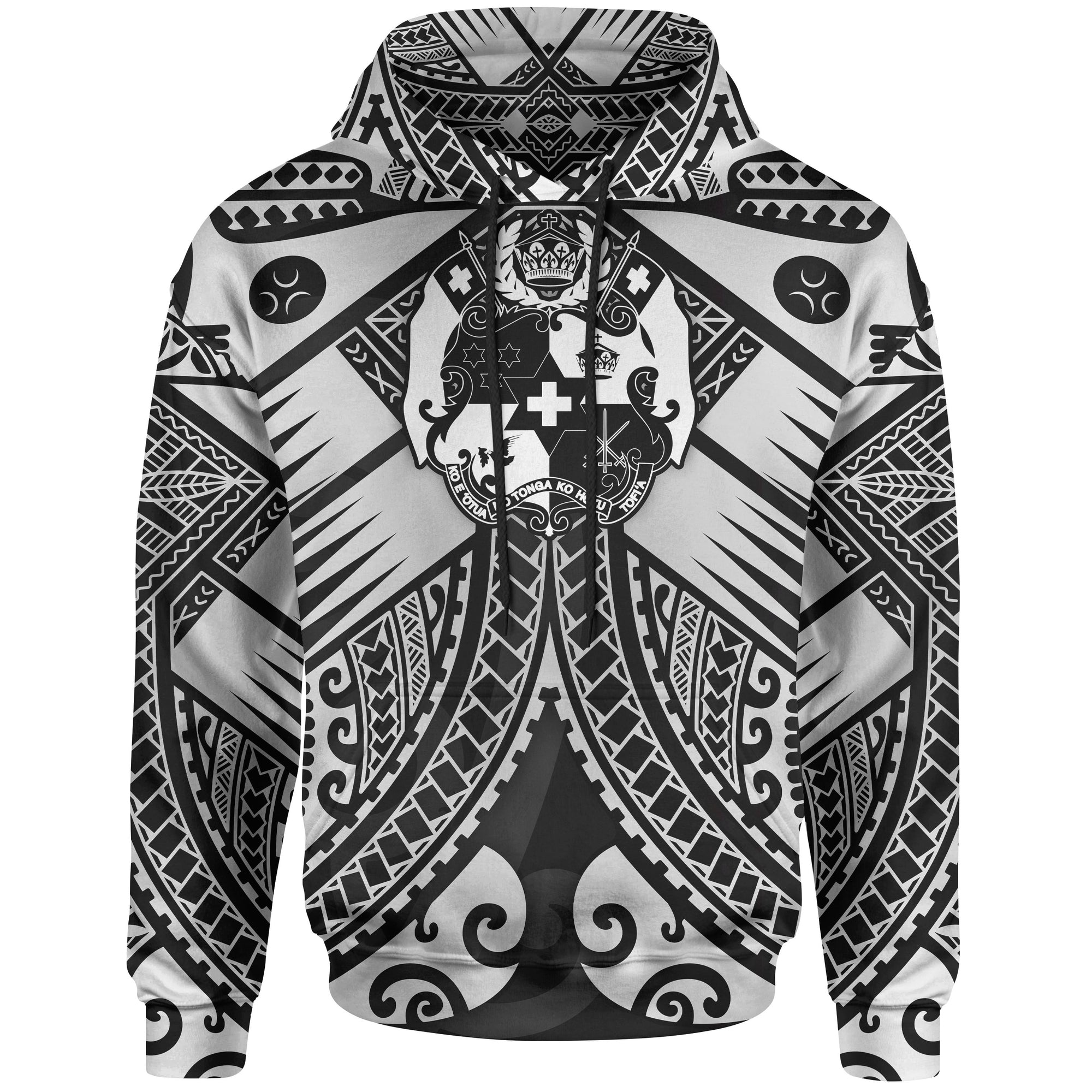 Tonga Polynesian Hoodie Tonga White Seal with Polynesian tattoo Unisex White - Polynesian Pride