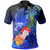 American Samoa Polynesian Polo Shirt Humpback Whale with Tropical Flowers (Blue) Unisex Blue - Polynesian Pride