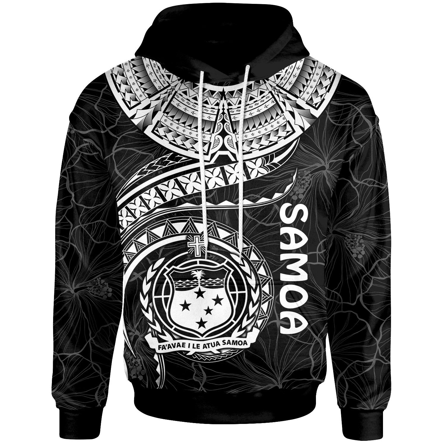 Polynesian Samoa Hoodie Samoan Waves (White) Unisex White - Polynesian Pride