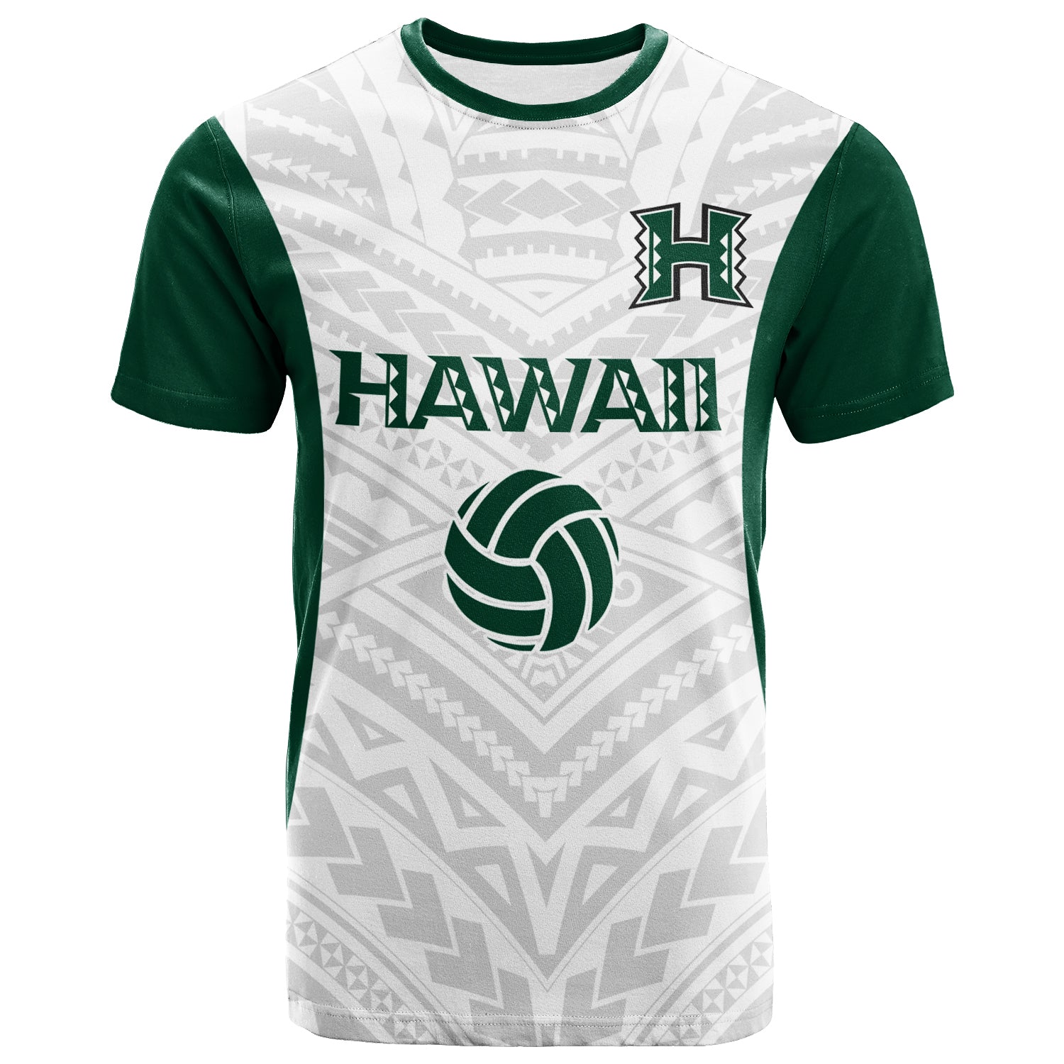 Custom Hawaii T Shirt White Volleyball Team Supporter LT12 Unisex Green - Polynesian Pride