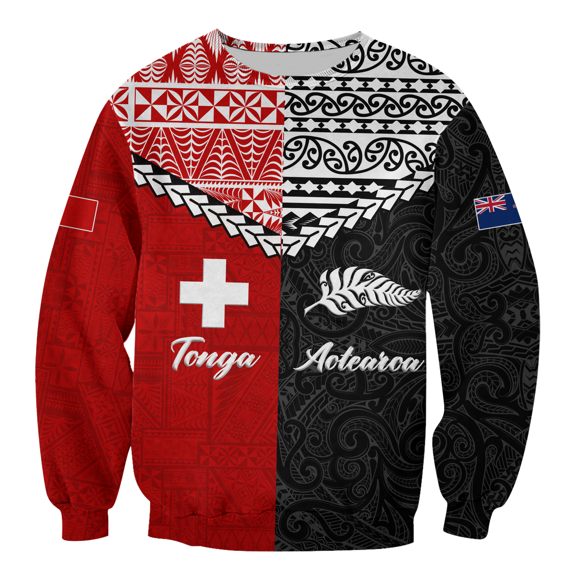 Tonga Combine New Zealand Maori Aotearoa Heritage Sweatshirt - LT12 Unisex Red - Polynesian Pride