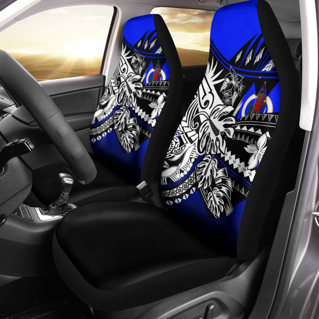 Vanuatu Car Seat Cover - The Flow OF Ocean Blue Color Universal Fit Blue - Polynesian Pride